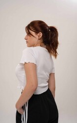 BEYAZ V YAKA KISA KOLLU CROP - 4