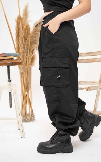 SİYAH TREND KARGO PANTALON - 4